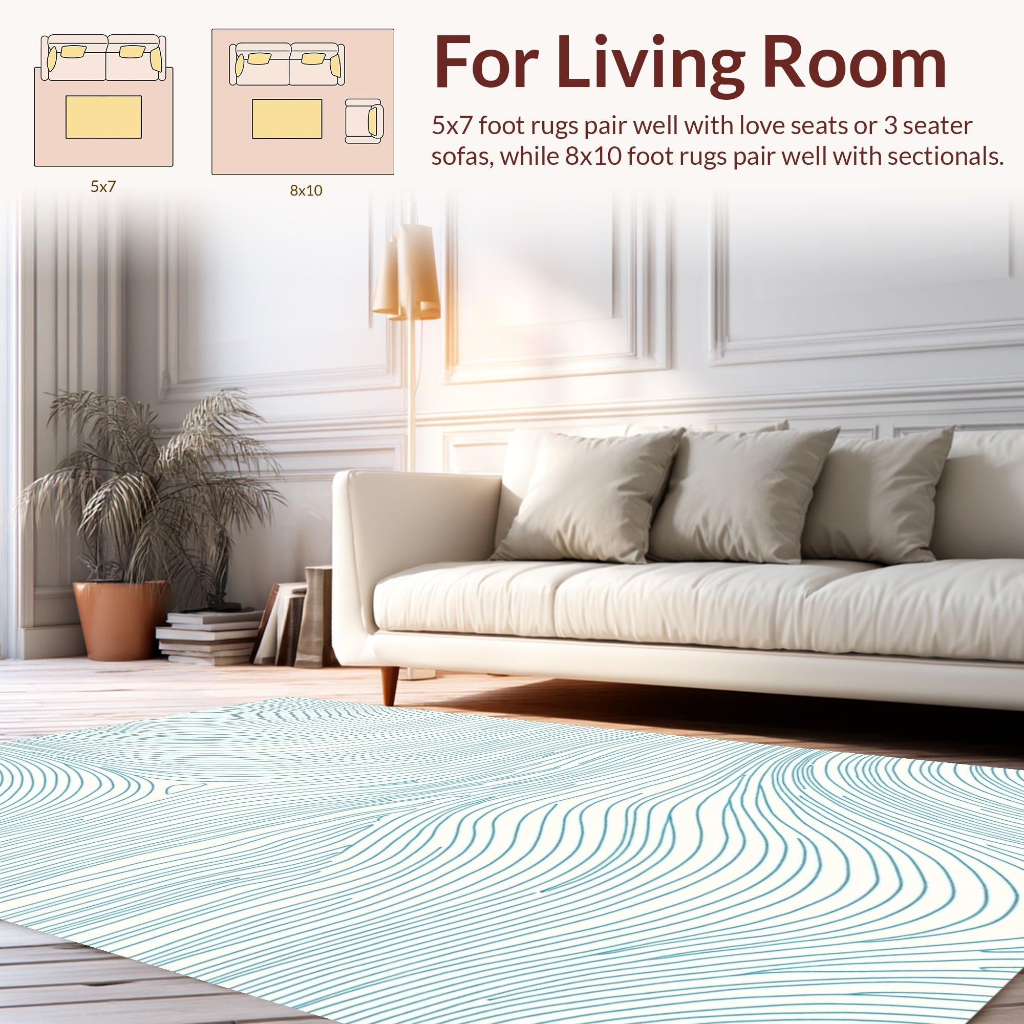 Abstract Blue Line Flow Rug
