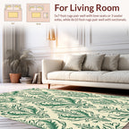 Elegant Green Floral Damask Pattern Rug