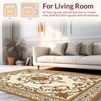 Elegant Brown Floral Damask Rug