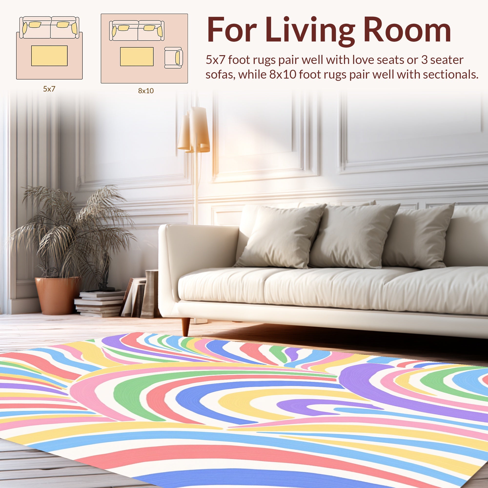 Pastel Swirl Rainbow Abstract Pattern Rug