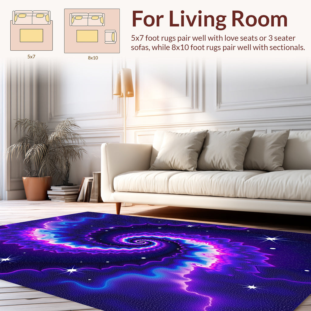 Cosmic Swirl Vibrant Neon Spiral Rug