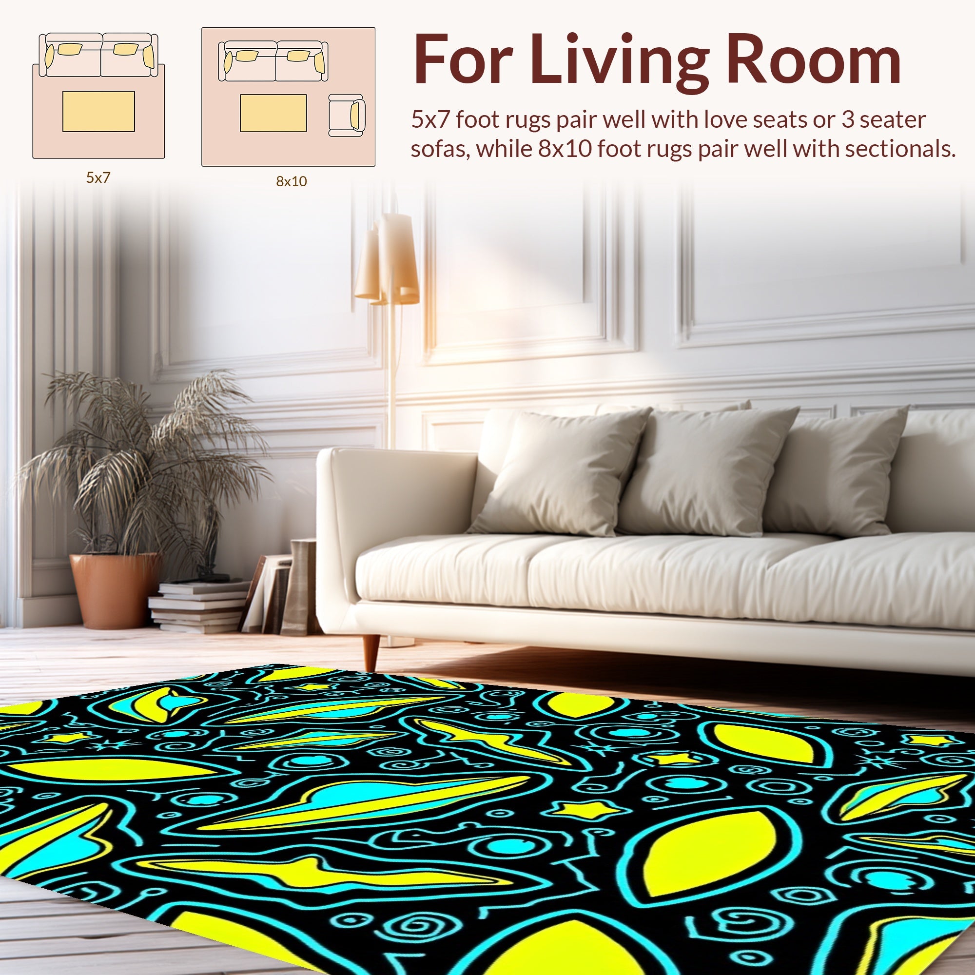 Whimsical UFO Star Pattern Rug