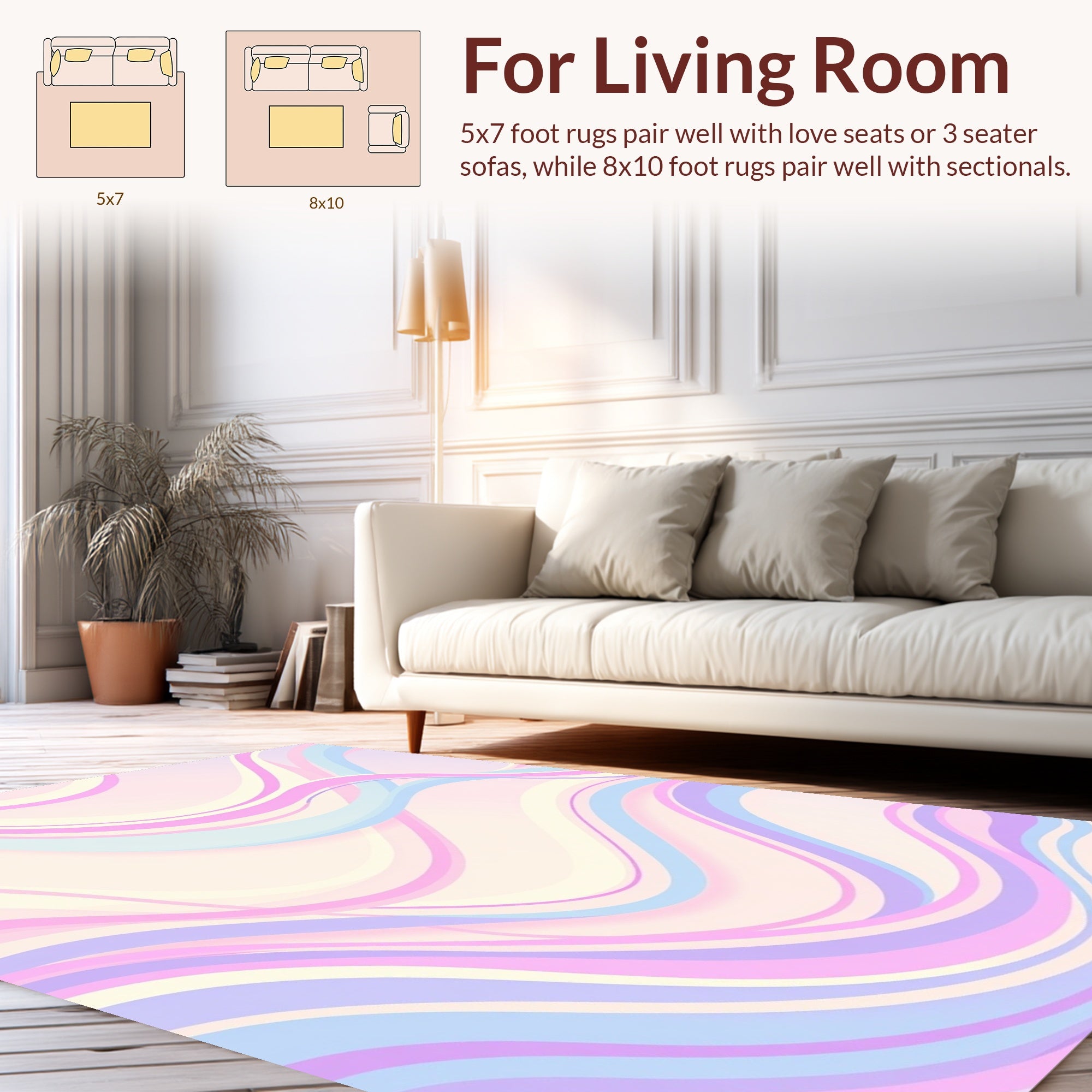 Soft Pastel Wave Pattern Rug