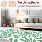 Teal Foliage Botanical Pattern Rug