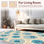 Retro Blue Floral Pattern Design Rug