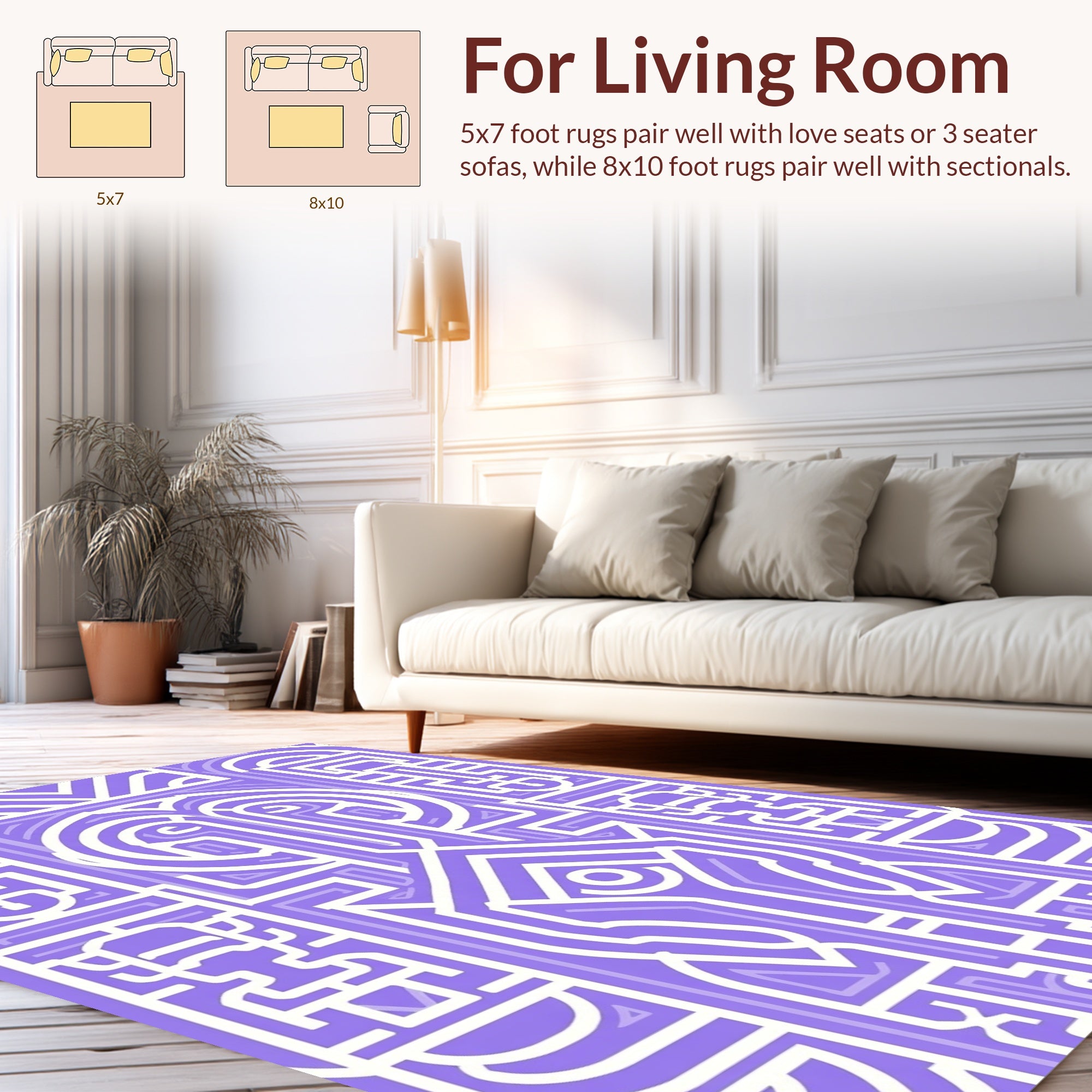 Geometric Abstract Lavender Lines Rug