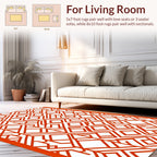 Bold Orange Interlocking Diamond Pattern Rug