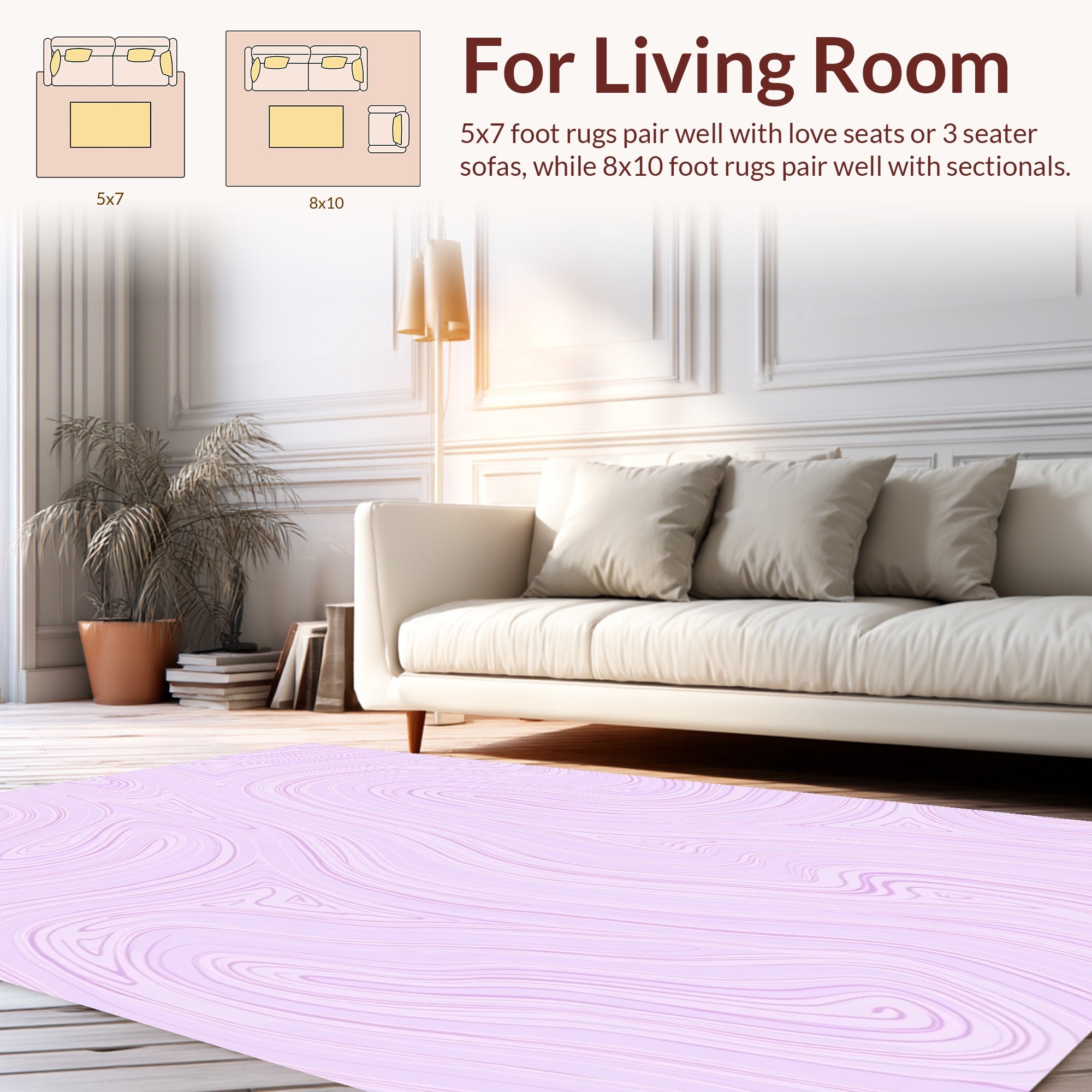 Abstract Swirls Pattern Lavender Rug