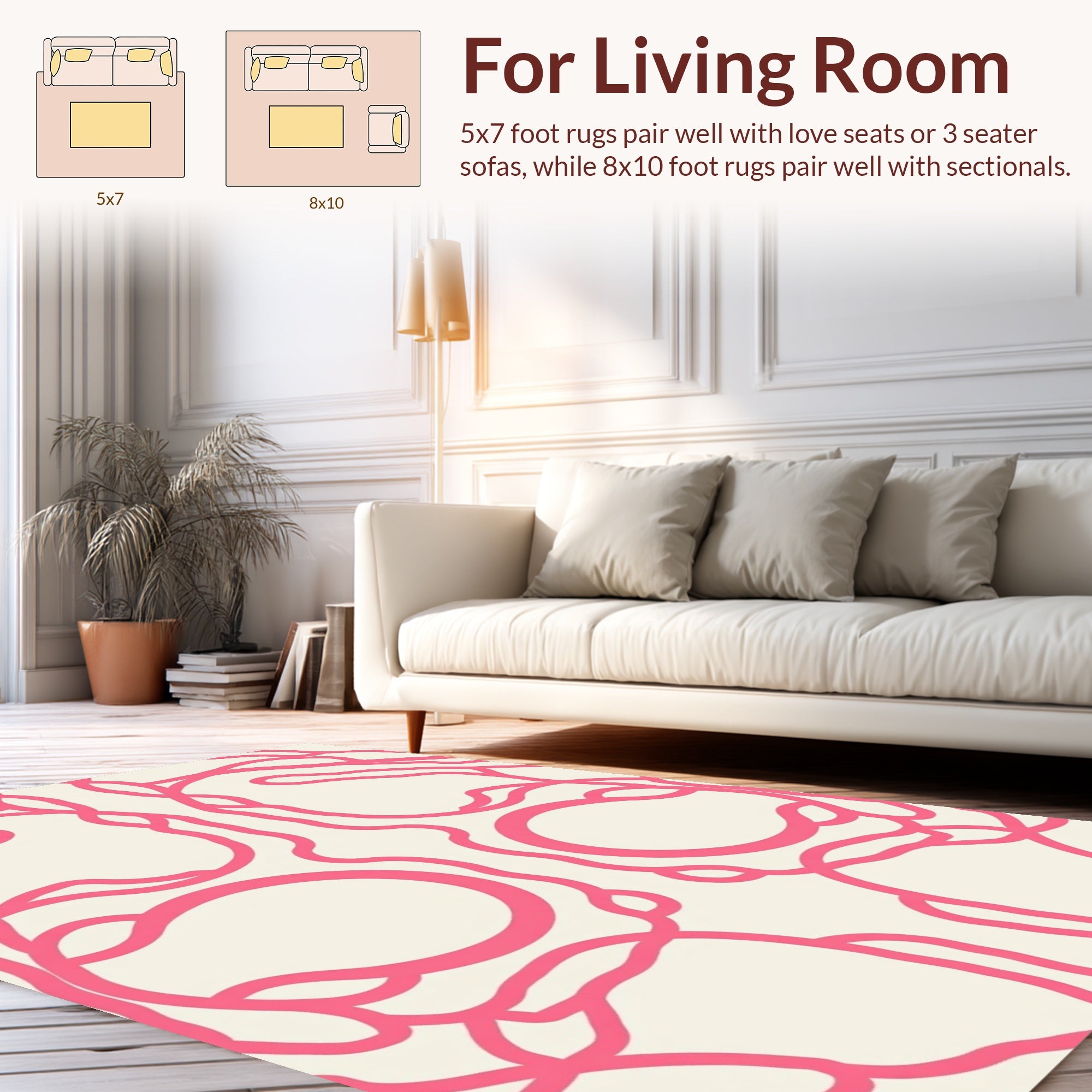 Bright Pink Abstract Curving Lines Rug