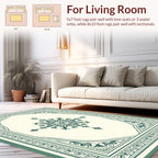 Ornate Floral Medallion Teal Border Rug