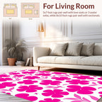 Bold Fuchsia Floral Leaf Pattern Rug