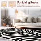 Bold Black White Abstract Stripe Rug