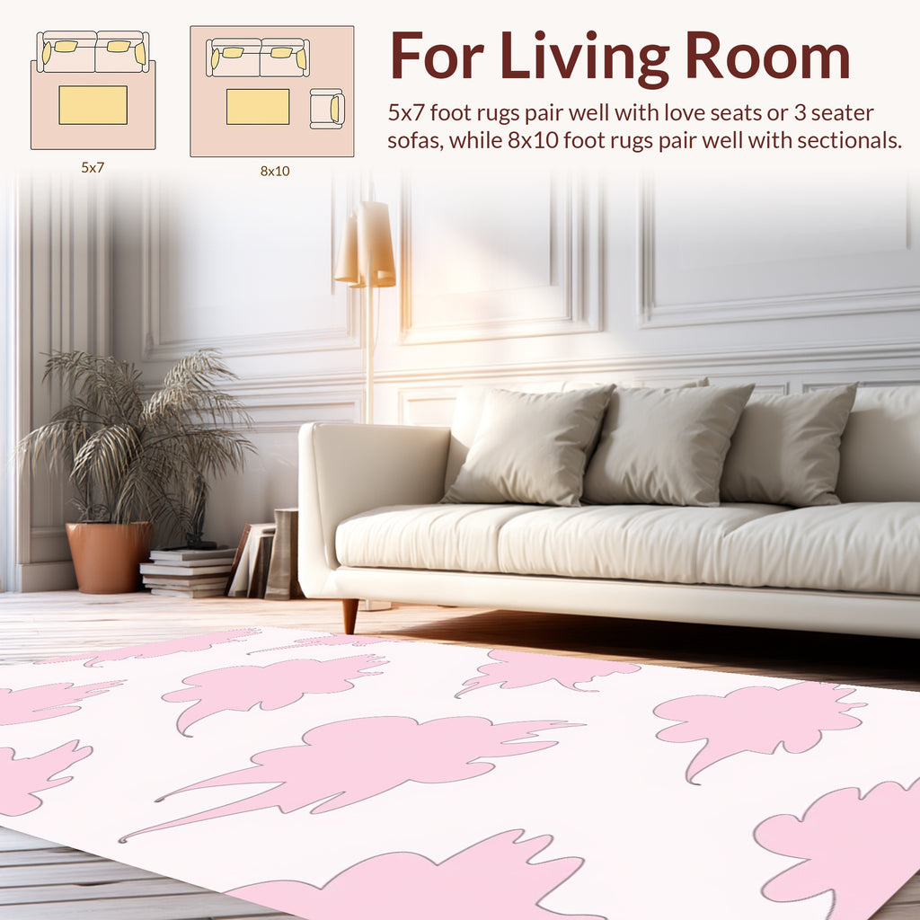 Pink Cloud Patterned Whimsical Design Rug