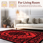 Red Black Floral Symmetry Rug