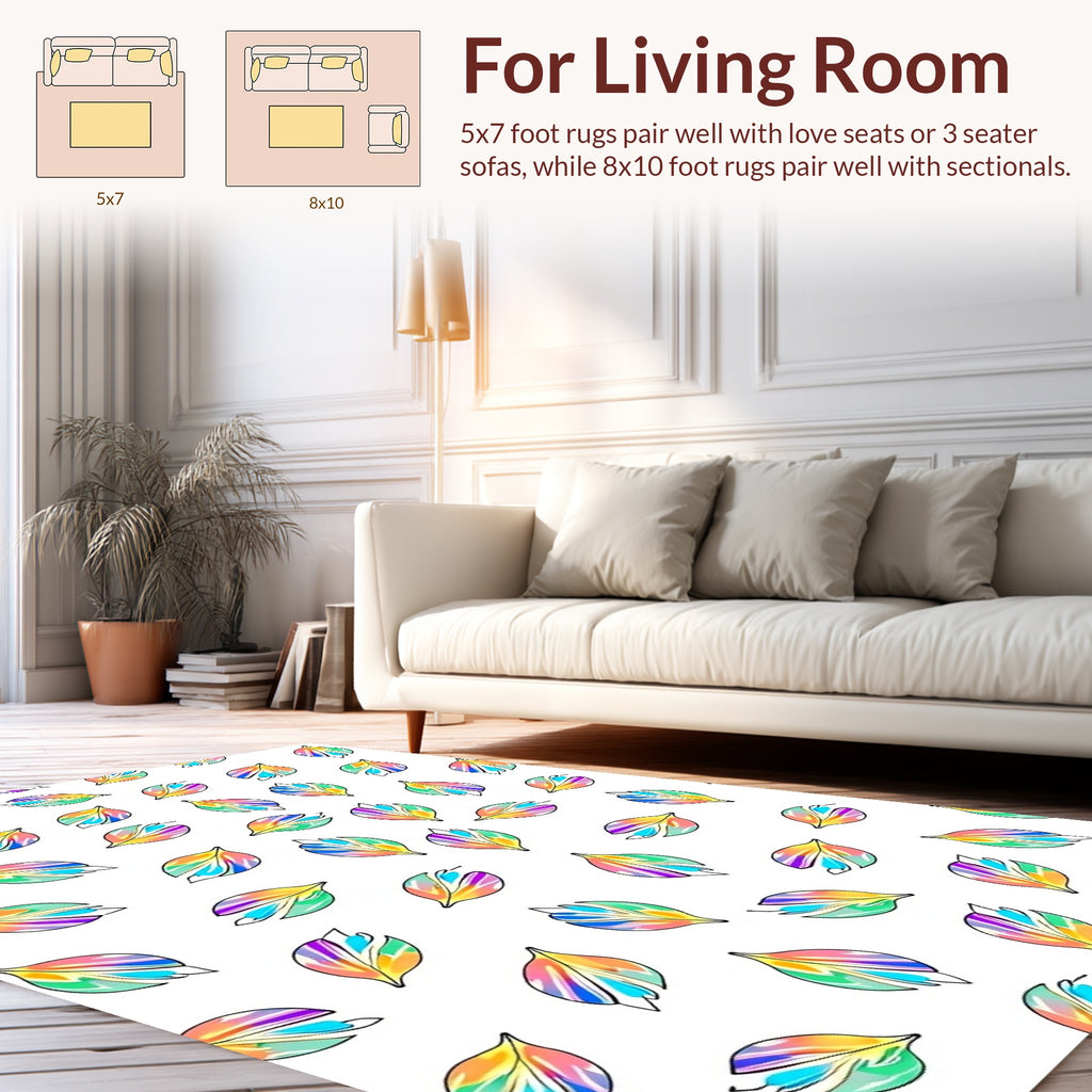 Colorful Abstract Leafy Pattern Rug