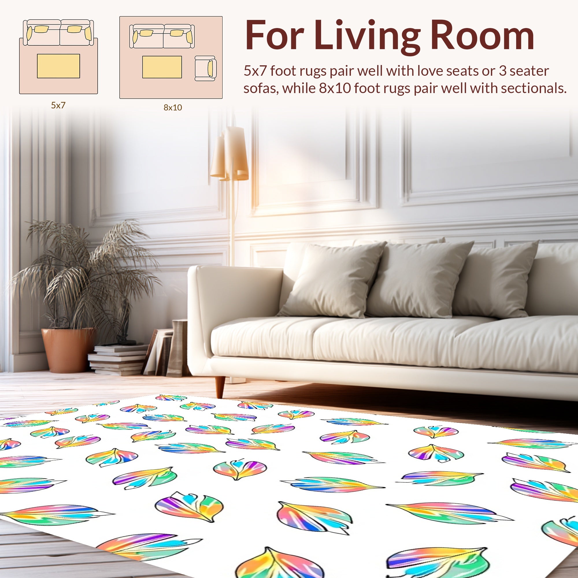 Colorful Abstract Leafy Pattern Rug