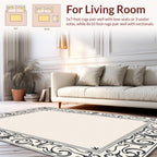 Ornate Scrollwork Black Border Design Rug