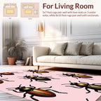 Bronze Beetle Pattern On Pink Background Rug