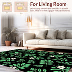 Green Leaf Flower Pattern Rug