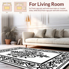 Classic Black Floral Medallion Frame Rug