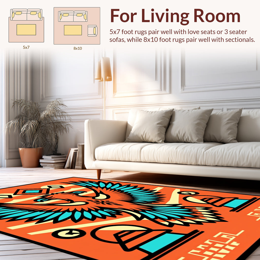 Bold Eagle Geometric Pattern Design Rug