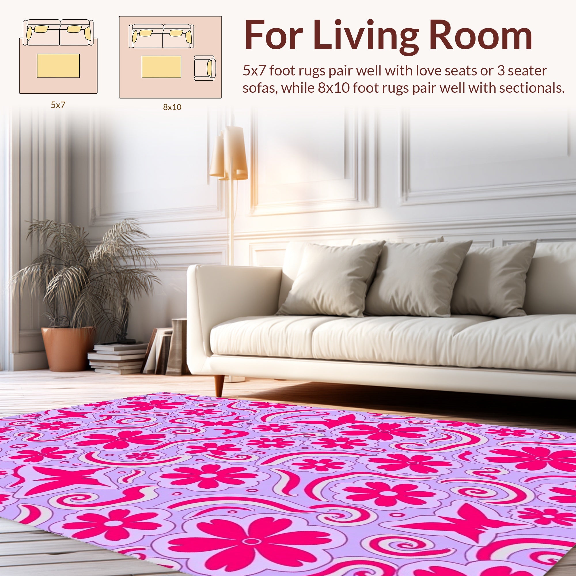 Floral Butterfly Swirl Pattern Rug