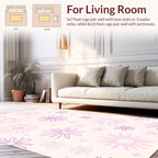 Whimsical Pink Flower Pattern Design Rug