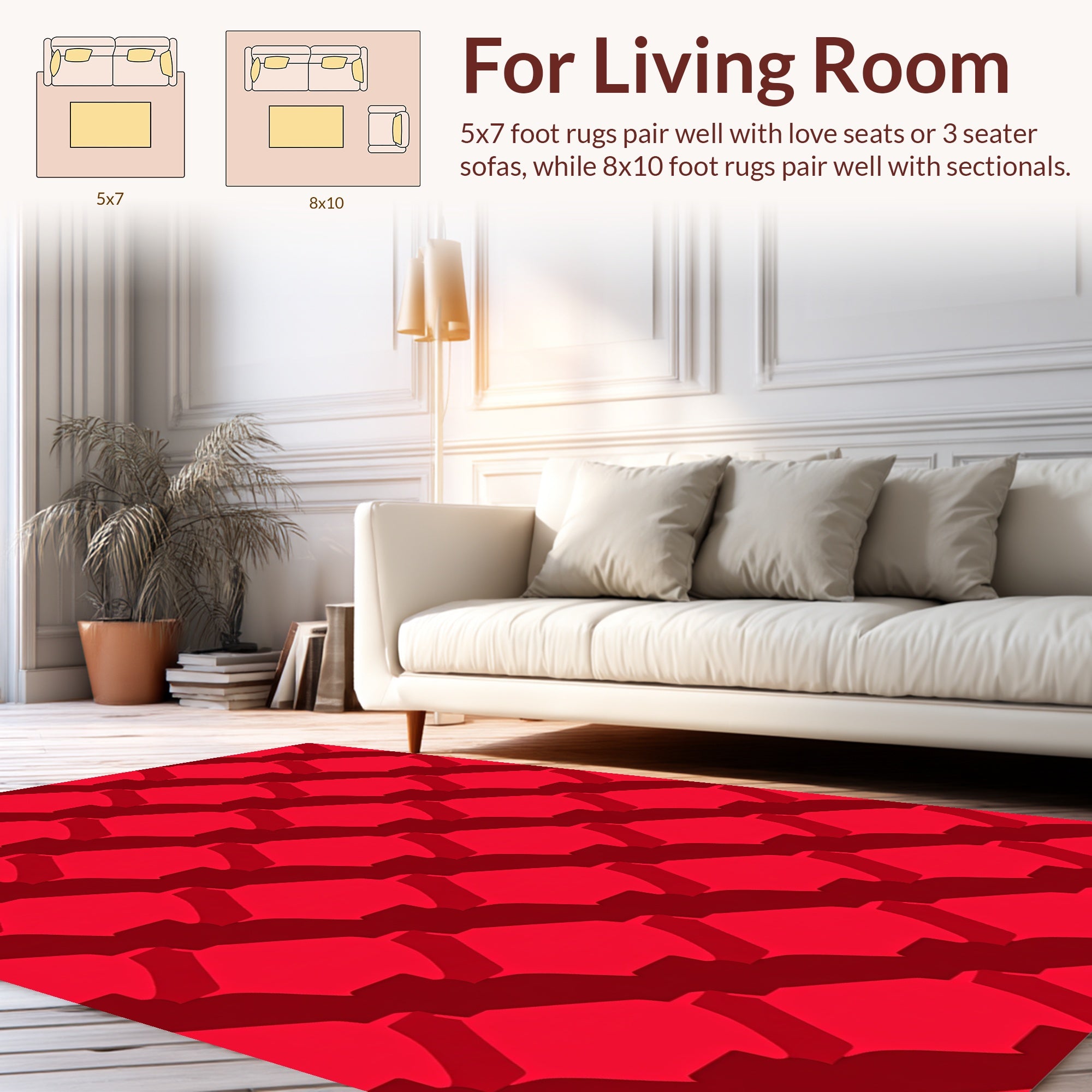 Bold Red Diamond Pattern Rug
