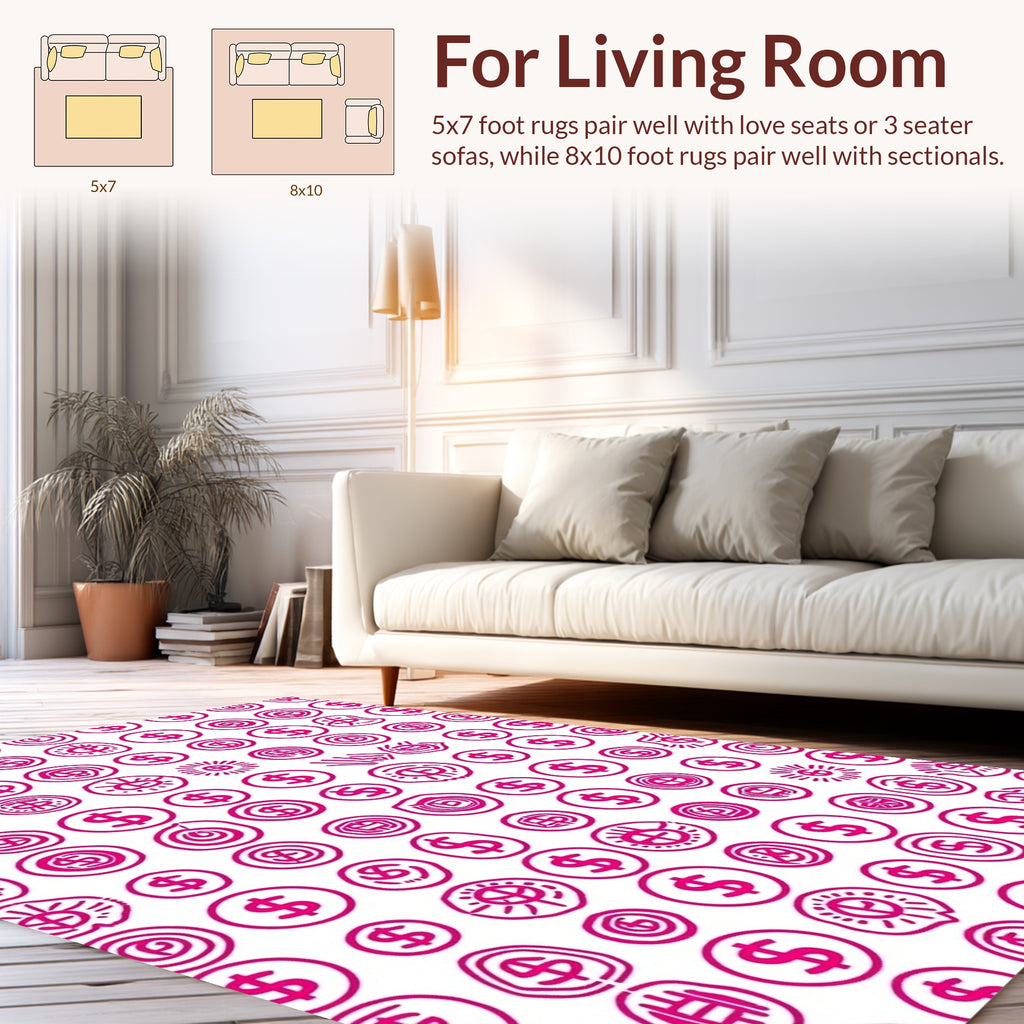 Whimsical Dollar Sign Pattern Rug