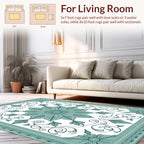 Artistic Teal Floral Swirl Pattern Rug