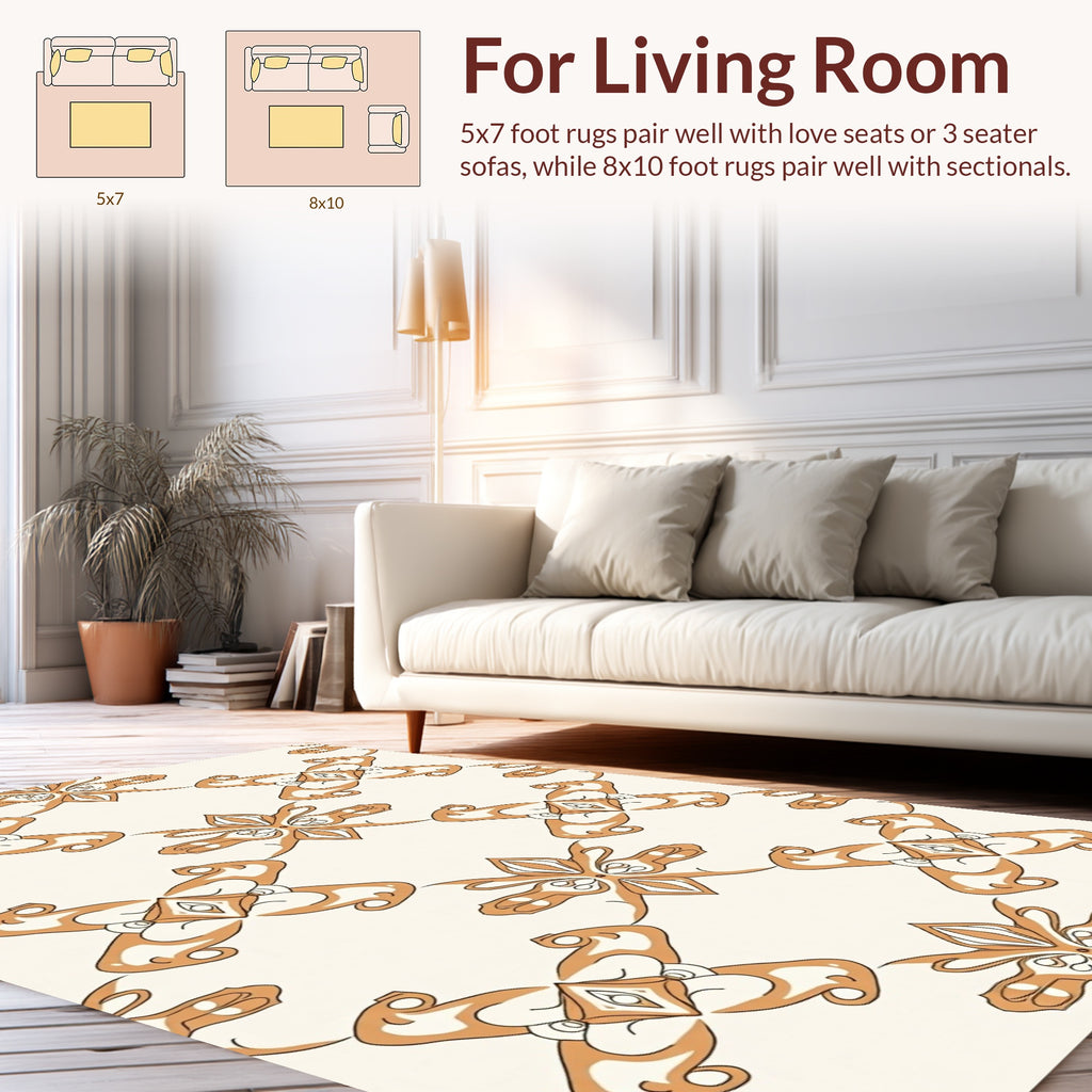 Elegant Ochre Patterned Design Rug