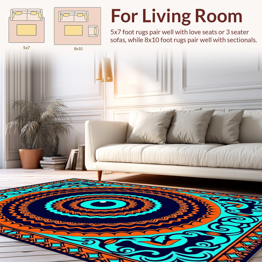 Vibrant Geometric Eye Mandala Pattern Rug