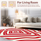 Red White Diamond Wave Pattern Rug