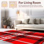 Classic Red Black White Plaid Design Rug