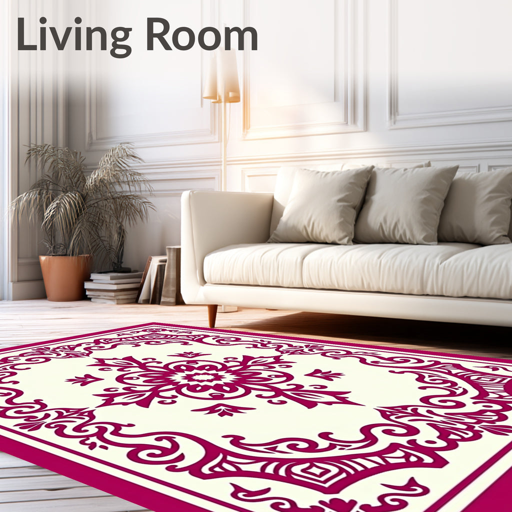 Elegant Crimson Floral Medallion Rug