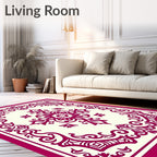 Elegant Crimson Floral Medallion Rug