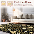 Elegant Floral Vines Black Gold Rug