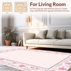 Pink Floral Swirl Border Pattern Rug
