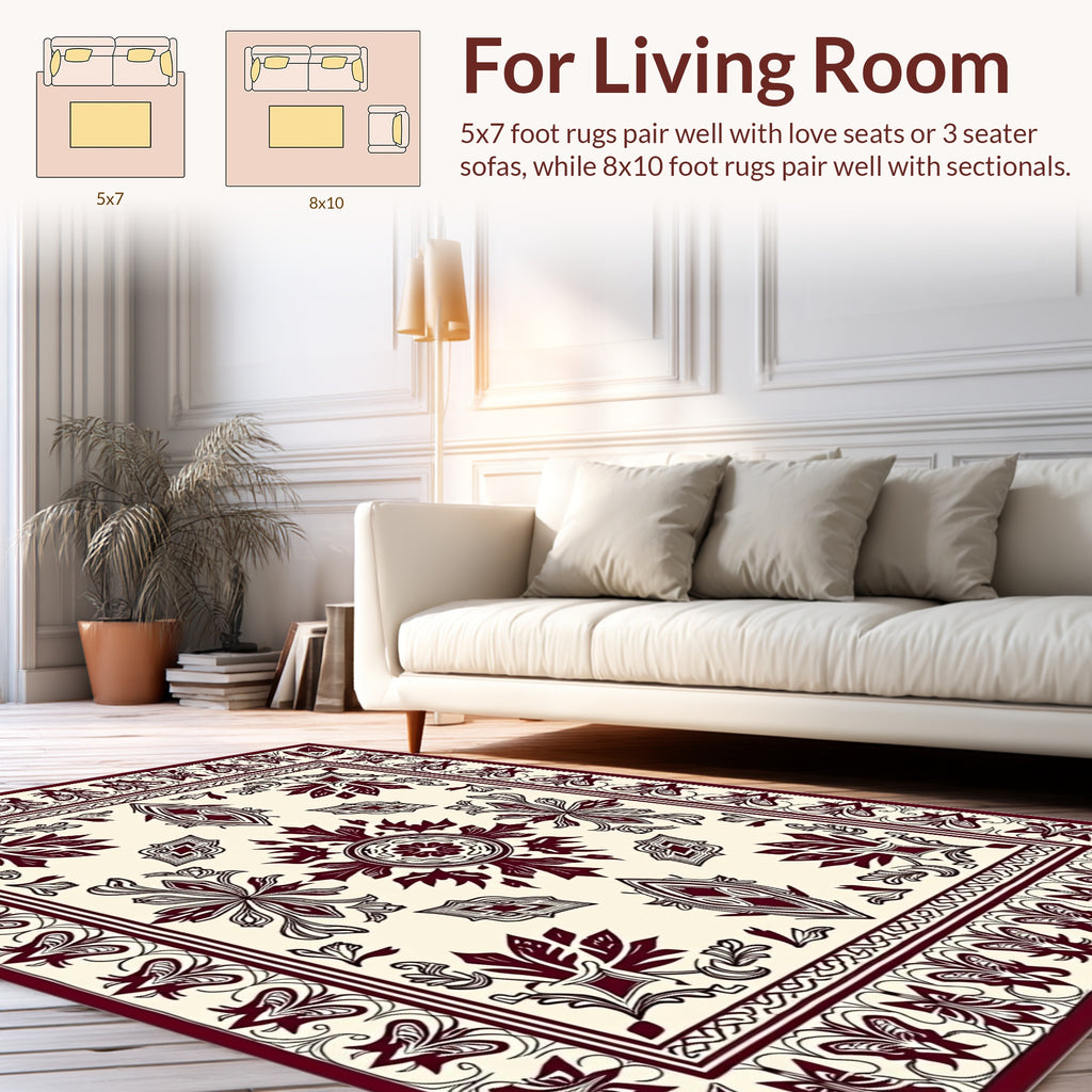 Elaborate Floral Mandala With Butterfly Border Rug