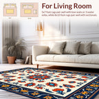 Bold Floral Pattern with Vine Borders Rug