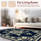 Classic Floral Medallion Dark Navy Rug