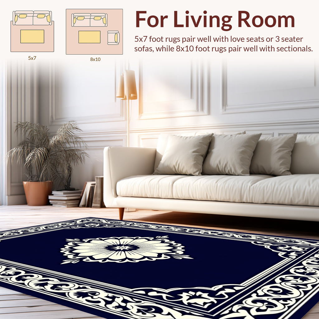 Floral Medallion With Ornate Border Design Rug