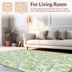 Drawn Floral Pattern With Leaf Motifs Rug
