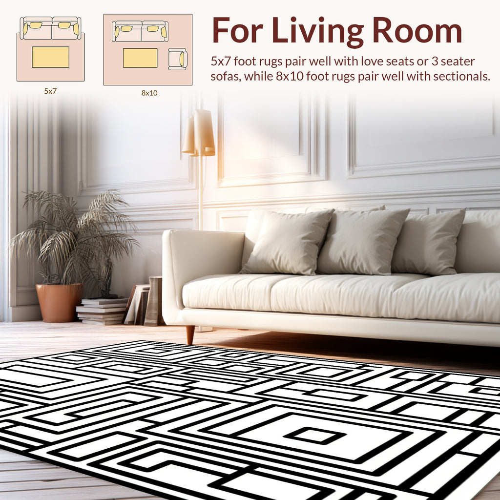 Bold Geometric Abstract Line Art Rug