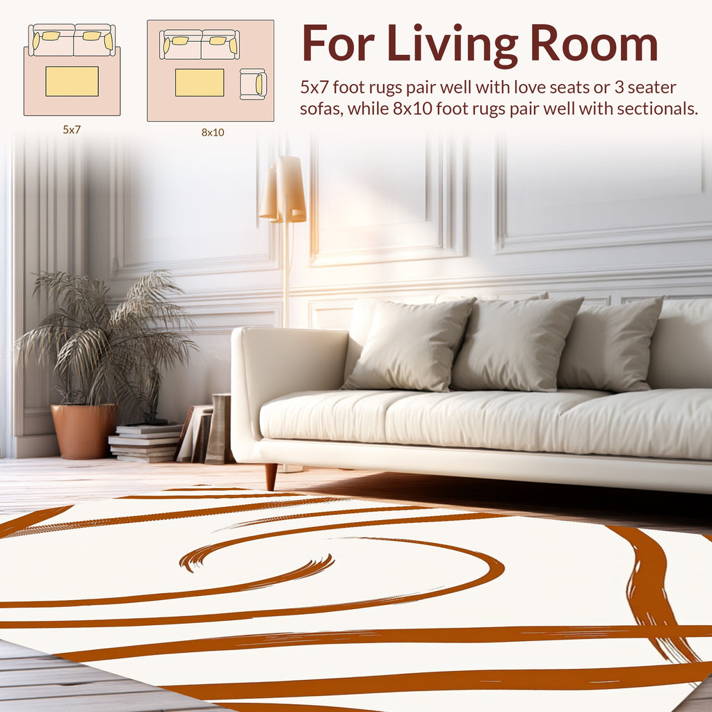 Abstract Brushstroke Flowing Swirl Design Rug