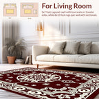 Maroon and Cream Intricate Floral Rug