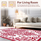 Classic Red Floral Damask Pattern Rug