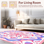 Whimsical Pink and Purple Floral Pattern Rug