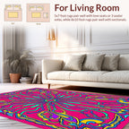 Vibrant Psychedelic Swirl Floral Pattern Rug