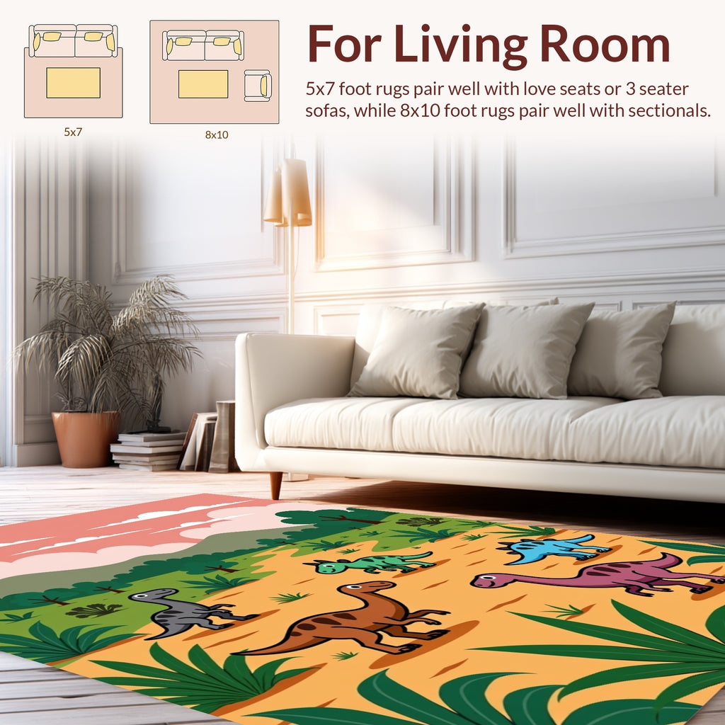 Dinosaur Landscape Scene Print Rug